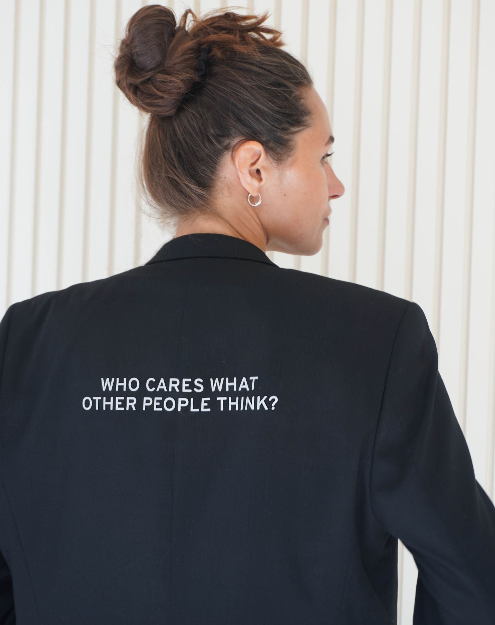 Who cares what other people think? Upcycled Blazer (Silver Reflective) - OBLIVIOUS?