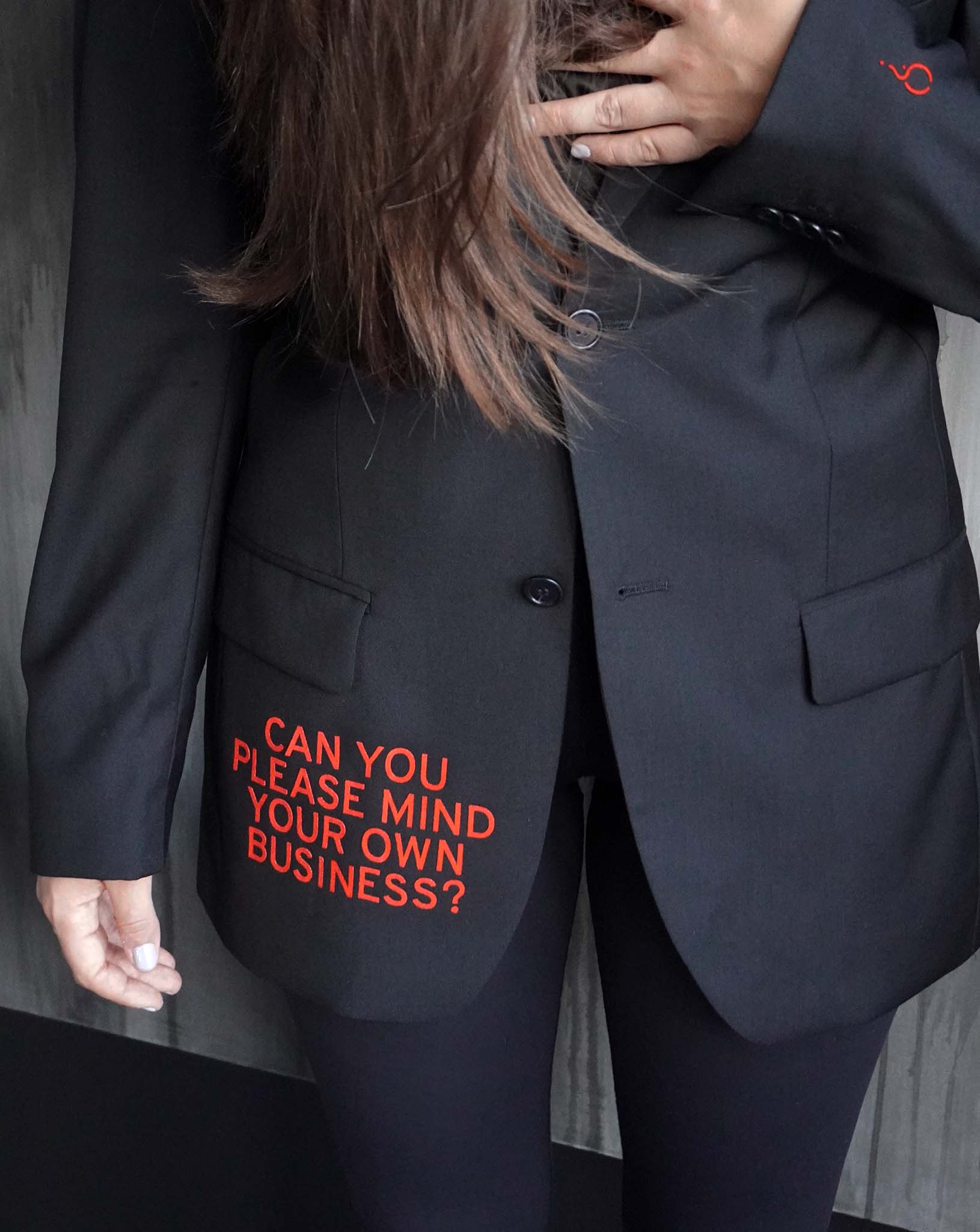 Can you please mind your own business? Upcycled Blazer - OBLIVIOUS?