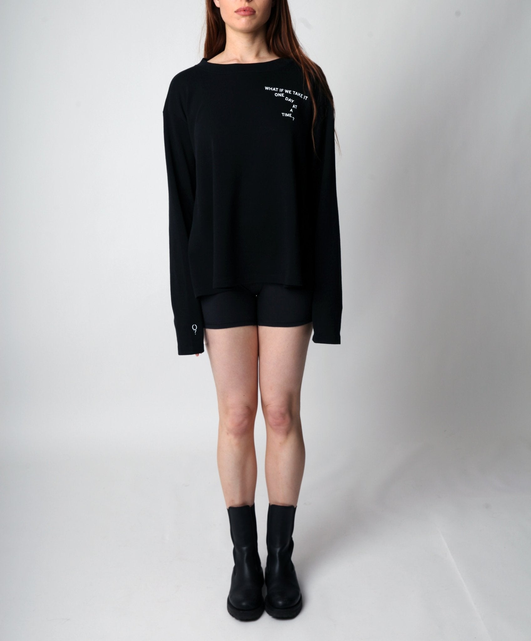 What if we take it one day at a time? Black Flowy Long Sleeve - OBLIVIOUS?